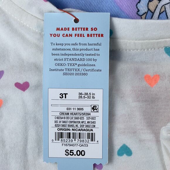 Cat & Jack 2 Pc Pajama Set Toddler Girls Size 3T Multi Patterened Relaxed Fit - Picture 3 of 3